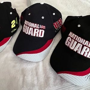 Three vintage NASCAR, National Guard hats.  Excellent condition. Two # 24, 1 #88